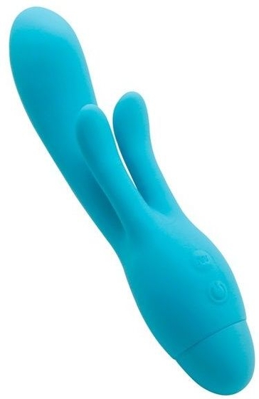 Голубой вибратор Indulgence Frolic Bunny - 18,5 см. - фото, цены