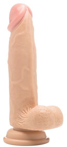 Телесный фаллоимитатор Realistic Cock 8 With Scrotum - 20 см. - фото, цены
