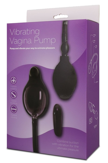 Чёрная вибропомпа для вагины с 7 режимами вибрации Vibrating Vagina Pump - фото, цены