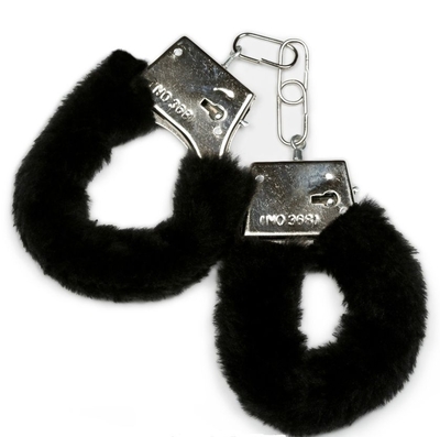 Металлические наручники с черной опушкой и ключиком - фото, цены