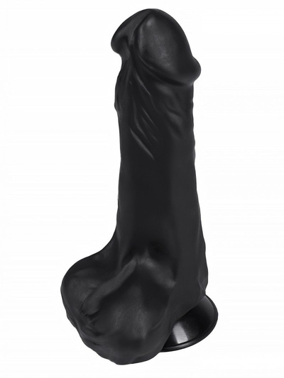 Черный гелевый фаллоимитатор на присоске №26 - 19,5 см. - фото, цены