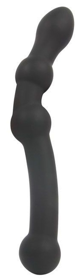 Черный изогнутый двусторонний анальный стимулятор - 22,5 см. - фото, цены