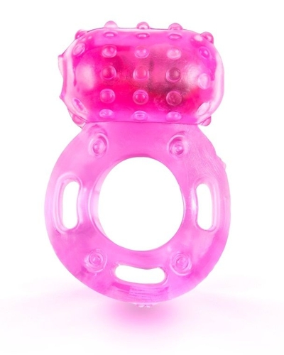 Розовое гелевое эрекционное кольцо с вибропулей - фото, цены