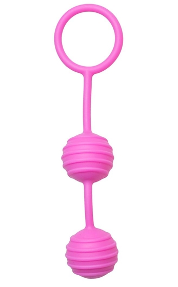 Розовые вагинальные шарики с ребрышками Pleasure Balls - фото, цены