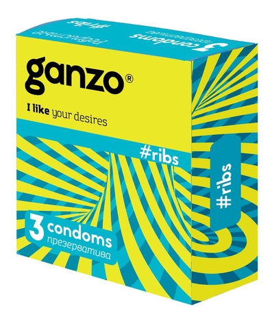 Презервативы с ребристой структурой Ganzo Ribs - 3 шт. - фото, цены