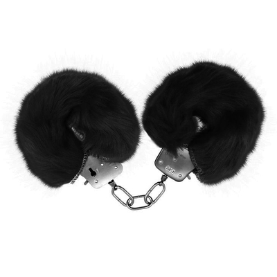 Черные меховые наручники Love с ключиками - фото, цены