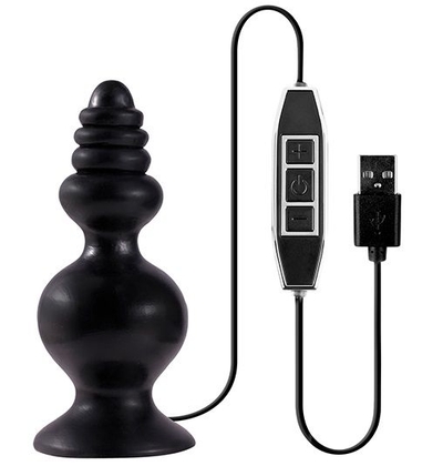 Чёрная фигурная пробка с вибрацией, работающая от Usb, Menzstuff Spindle 10function Butt Plug - фото, цены