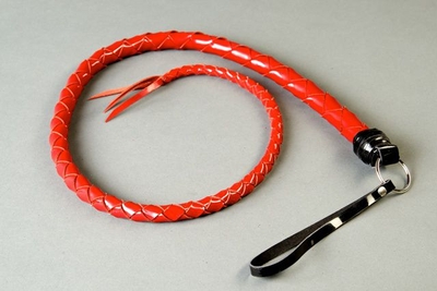 Красная однохвостная лакированная плеть - 60 см. - фото, цены