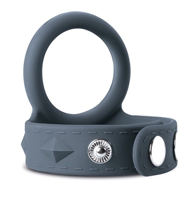 Темно-серое эрекционное кольцо с утяжкой для мошонки - размер L - фото, цены