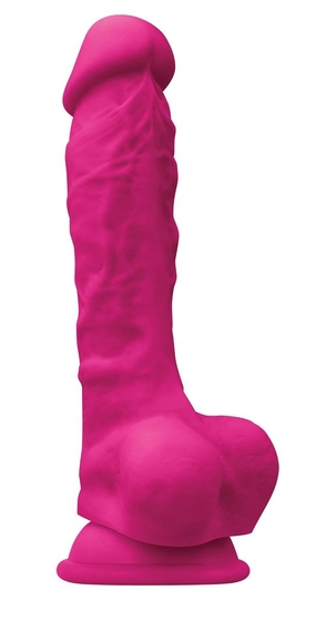 Розовый реалистичный фаллоимитатор с мошонкой Colours Pleasures 7 Dildo - 17,8 см. - фото, цены