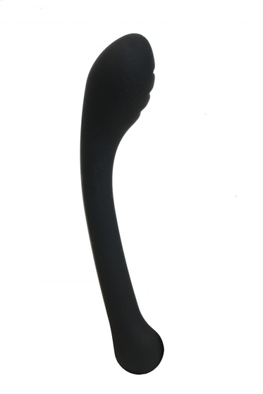 Черный фаллоимитатор с изогнутой головкой - 18 см. - фото, цены