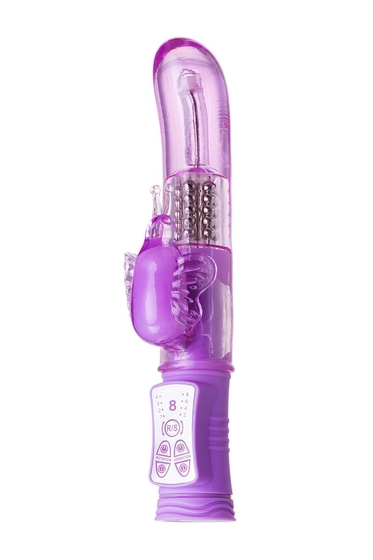 Фиолетовый вибратор High-Tech fantasy с бабочкой для клитора - 22,4 см. - фото, цены