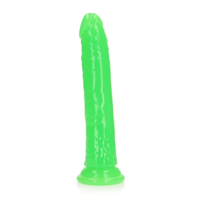 Зеленый люминесцентный фаллоимитатор на присоске - 25 см. - фото, цены