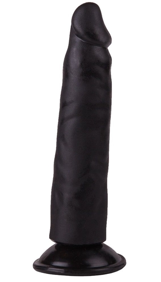 Рельефный чёрный фаллоимитатор на присоске - 16,5 см. - фото, цены