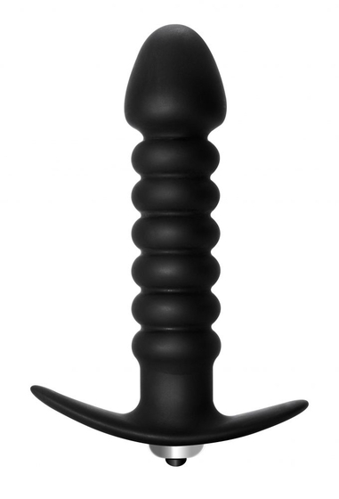 Чёрная анальная вибропробка Twisted Anal Plug - 13 см. - фото, цены