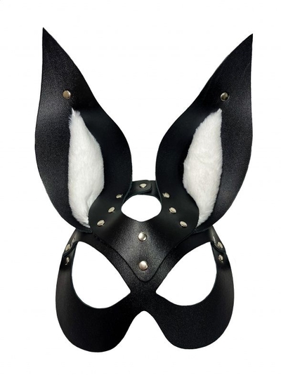 Черная маска зайки с белым мехом на ушках Miss Bunny - фото, цены