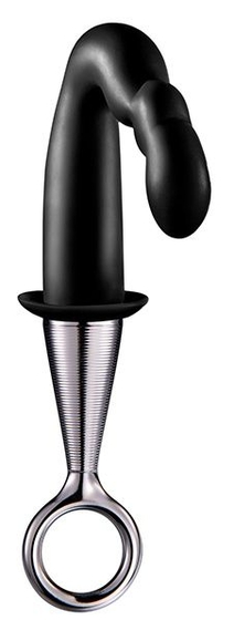 Чёрный изогнутый анальный плаг Prostate Plug Plated Handle - фото, цены