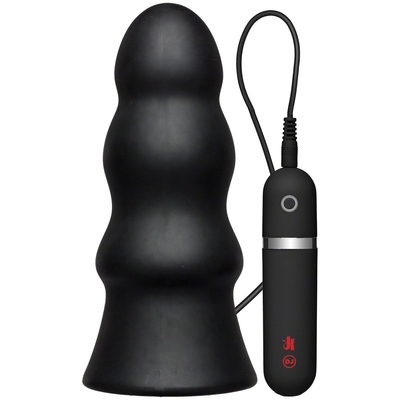 Анальная вибропробка Kink Vibrating Silicone Butt Plug Rippled 7.5 - 19 см. - фото, цены