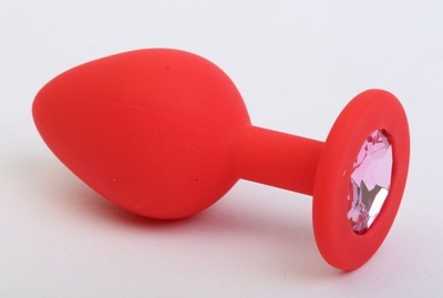Красная силиконовая пробка с розовым стразом - 7,1 см. - фото, цены