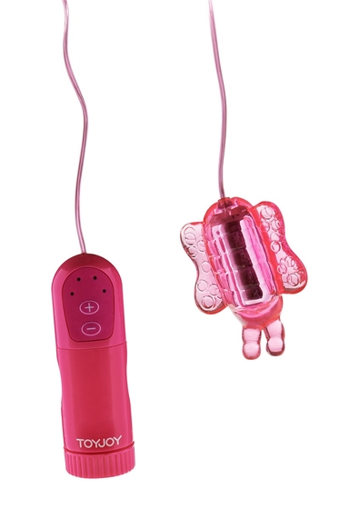 Розовый вибростимулятор-бабочка Buzz Buzz Butterfly Massager - 6 см. - фото, цены