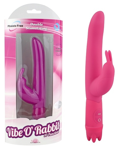 Розовый вибростимулятор 10 Function Vibe-O rabbit - 21 см. - фото, цены