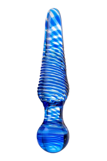 Большая синяя стеклянная пробка для анальной стимуляции - 17 см. - фото, цены