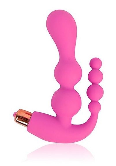 Розовый анально-вагинальный вибратор - 20 см. - фото, цены