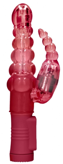 Красный вибратор-кролик Rotating Bubbles - 23,2 см. - фото, цены