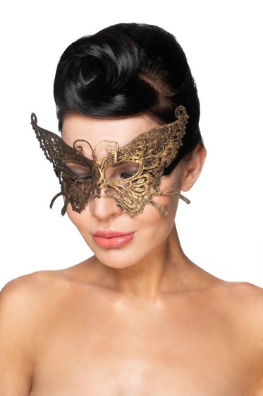 Золотистая карнавальная маска Шаула - фото, цены