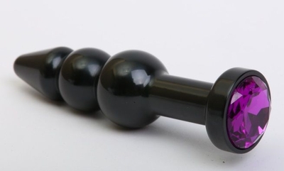 Чёрная анальная ёлочка с фиолетовым кристаллом - 11,2 см. - фото, цены