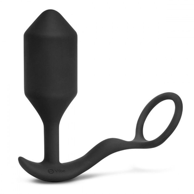 Черная анальная вибропробка с эрекционным кольцом Vibrating Snug Tug Xl - фото, цены