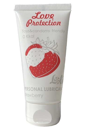 Лубрикант на водной основе с ароматом клубники Love Protection Strawberry - 50 мл. - фото, цены