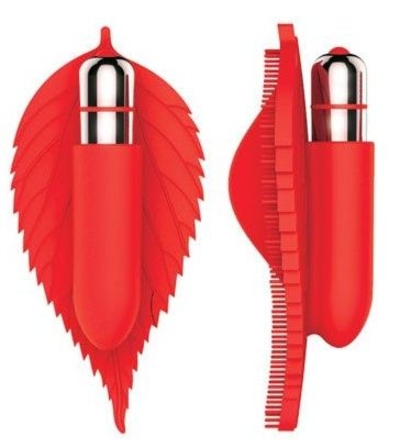 Красный клиторальный стимулятор в виде листика - 12,5 см. - фото, цены