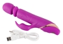 Фиолетовый вибратор с клиторальным стимулятором Julie Lovetoys - 21,5 см.
