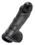 Реалистичный чёрный фаллоимитатор-гигант 10 Cock with Balls - 25,4 см.