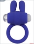Синее эрекционное кольцо «Зайчик» с мини-вибратором