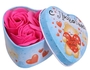 Розовые мыльные розы в шкатулке-сердце с любовью - 3 шт.