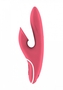 Розовый вибратор Hiky Rabbit с клиторальным отростком с функцией всасывания - 23 см.