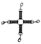 Черный крестообразный фиксатор 4-way Leather Hogtie Cross Hogtie