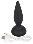 Чёрная вибропробка Vibro-Butt Plug with a Suction Cup - 13,6 см.