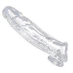 Прозрачная насадка для увеличения члена Realistic Clear Penis Enhancer and Ball Stretcher - 20,3 см.