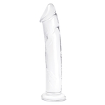 Большой стеклянный стимулятор 12’’ Glass Dildo With Veins Flat Base - 28 см.