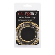 Черная кожаная утяжка для пениса Leather 3-Snap Ring - фото, цены