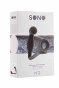 Чёрная анальная пробка с эрекционным кольцом Sono №2 - 11,4 см. - фото, цены