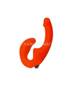 Оранжевый анатомический страпон с вибрацией - фото, цены