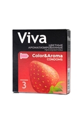 Цветные презервативы Viva Color Aroma с ароматом клубники - 3 шт. - фото, цены