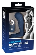Синий вибростимулятор простаты Vibrating Butt Plug - 11,7 см. - фото, цены