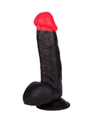 Чёрный фаллоимитатор с красной головкой - 17 см. - фото, цены