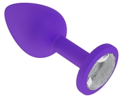 Фиолетовая силиконовая пробка с прозрачным кристаллом - 7,3 см. - фото, цены