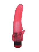 Розовый гелевый вибратор с клиторальными лепестками - 18,5 см. - фото, цены
